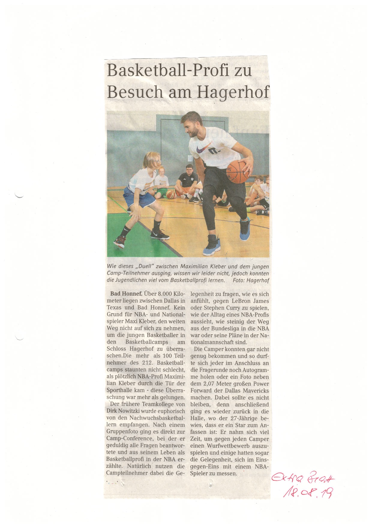 Basketball-Profi zu Besuch am Hagerhof